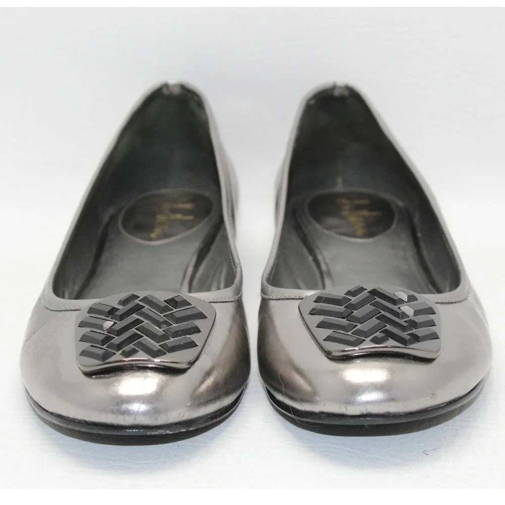 Cole Haan NikeAir Metallic Pewter Leather Beaded Ballet Flats Womens‎ 6.5B
